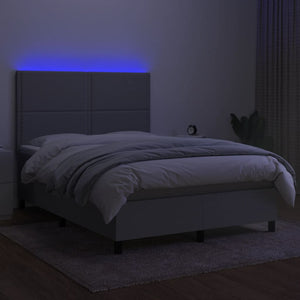Letto a Molle Materasso e LED Grigio Chiaro 140x190 cm Tessuto 3134789