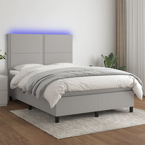 Letto a Molle Materasso e LED Grigio Chiaro 140x190 cm Tessuto 3134789