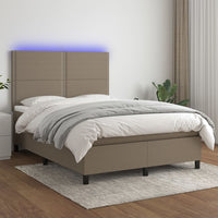 Letto a Molle con Materasso e LED Tortora 140x190 cm in Tessutocod mxl 74957