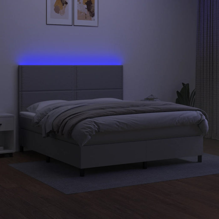 Letto a Molle Materasso e LED Grigio Chiaro 160x200 cm Tessuto 3134805