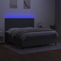 Letto a Molle Materasso e LED Grigio Scuro 180x200cm in Tessuto cod mxl 48512