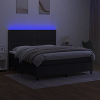 Letto a Molle con Materasso e LED Nero 180x200cm in Tessuto 3134815