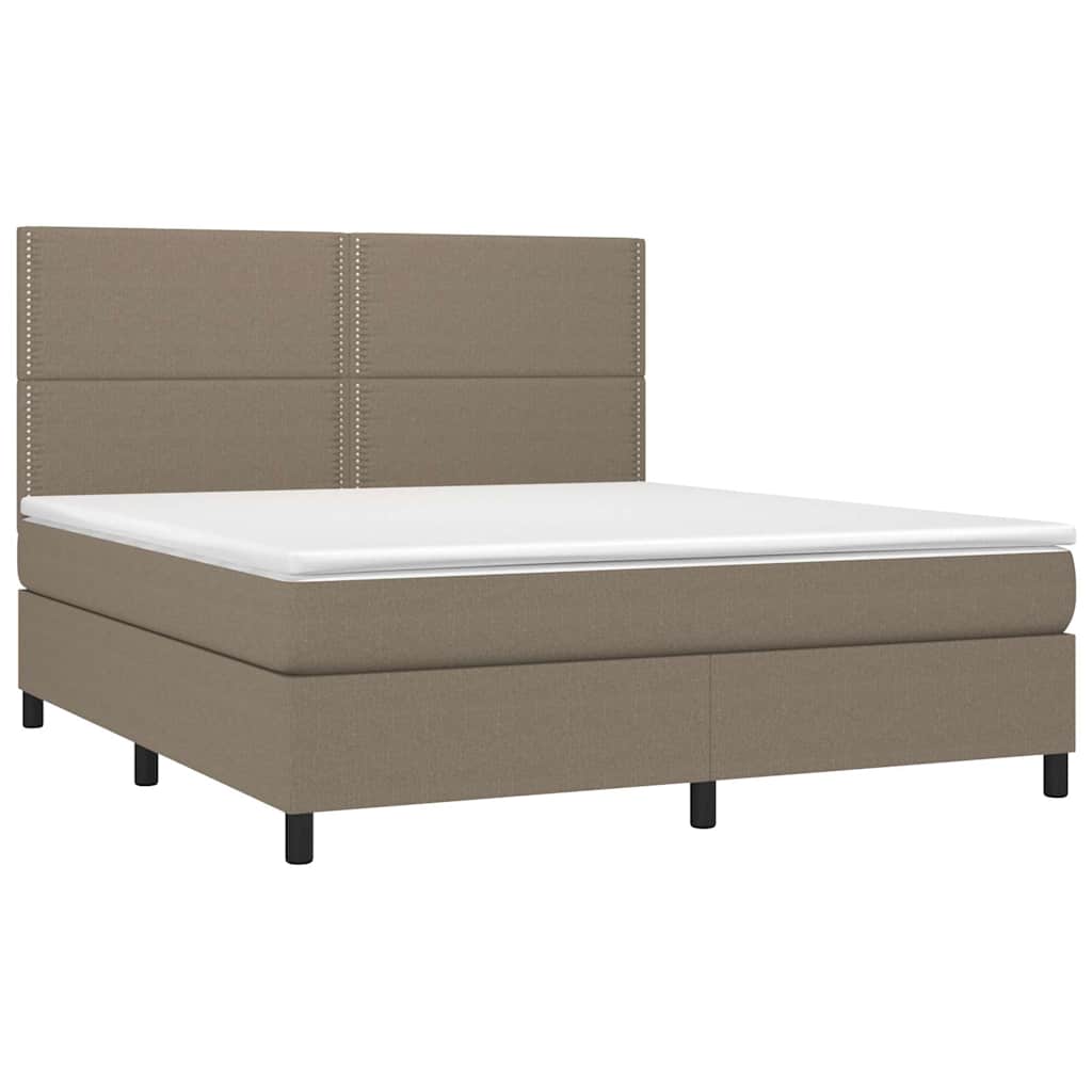 Letto a Molle con Materasso e LED Tortora 180x200 cm in Tessuto 3134817