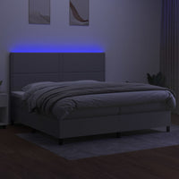 Letto a Molle Materasso e LED Grigio Chiaro 200x200 cm Tessuto
