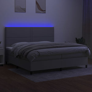 Letto a Molle Materasso e LED Grigio Chiaro 200x200 cm Tessuto 3134821