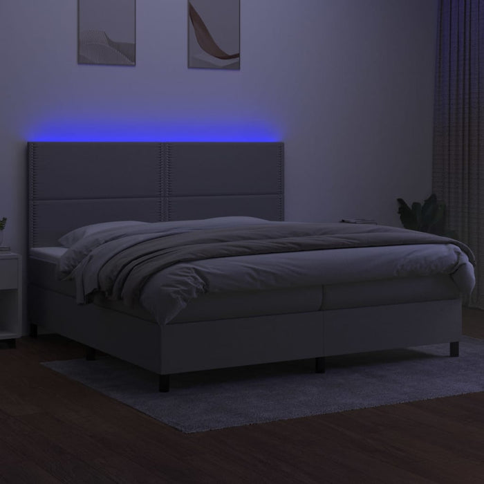 Letto a Molle Materasso e LED Grigio Chiaro 200x200 cm Tessuto 3134821