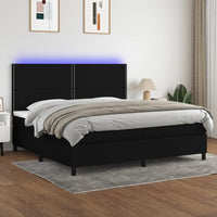 Letto a Molle Materasso e LED Nero 200x200cm in Tessuto 3134823