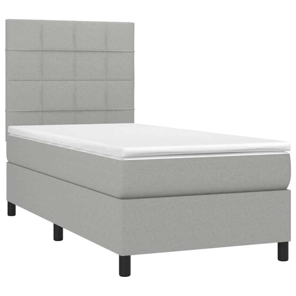 Letto a Molle Materasso e LED Grigio Chiaro 80x200 cm Tessuto cod mxl 35697