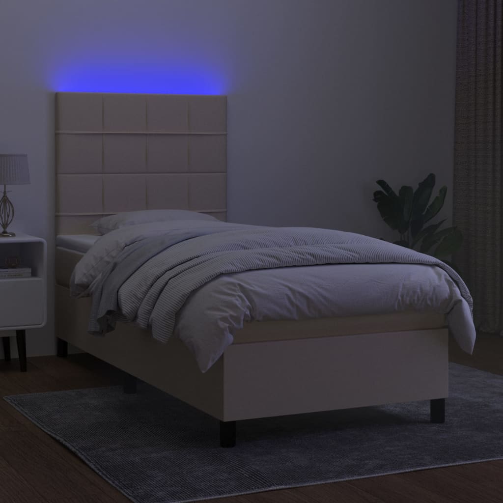 Letto a Molle con Materasso e LED Crema 80x200 cm in Tessuto 3134834