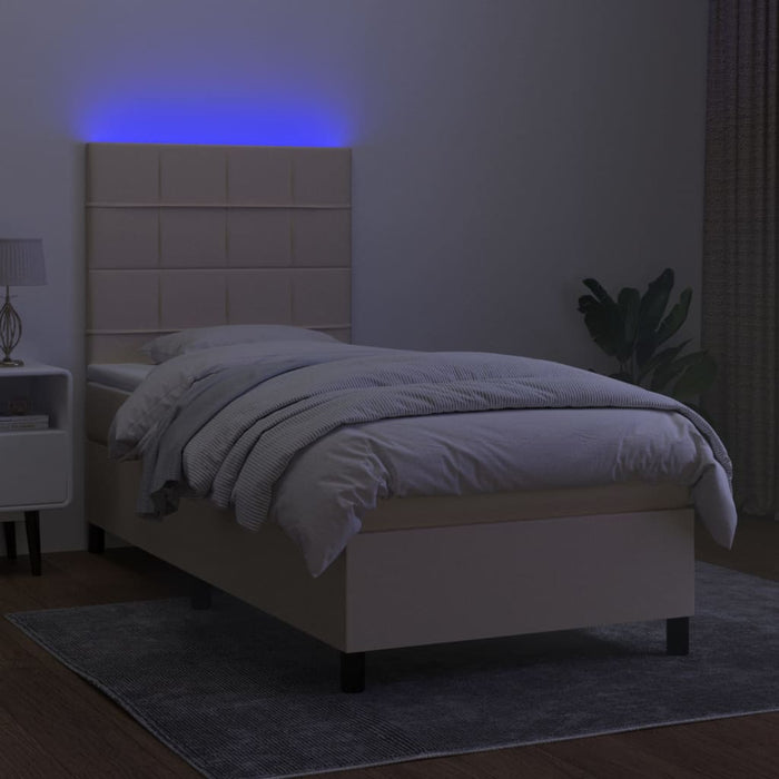 Letto a Molle con Materasso e LED Crema 90x200 cm in Tessuto cod mxl 65919