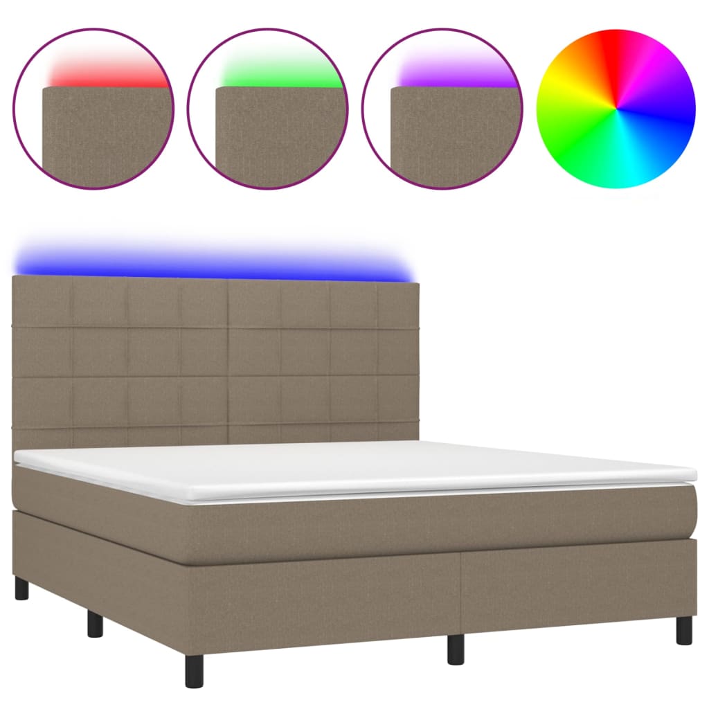 Letto a Molle con Materasso e LED Tortora 160x200 cm in Tessutocod mxl 98969