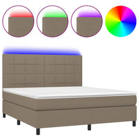 Letto a Molle con Materasso e LED Tortora 160x200 cm in Tessutocod mxl 98969