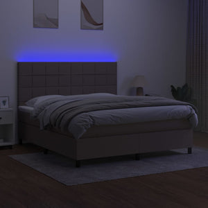 Letto a Molle con Materasso e LED Tortora 160x200 cm in Tessuto 3134889