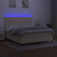 Letto a Molle con Materasso e LED Crema 180x200 cm in Tessuto 3134898