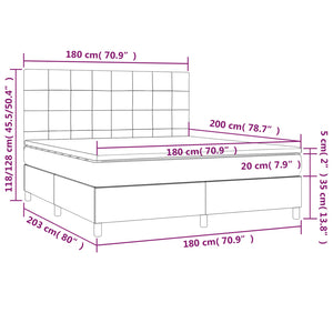 Letto a Molle con Materasso e LED Crema 180x200 cm in Tessuto 3134898