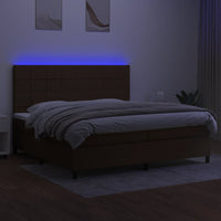 Letto a Molle Materasso e LED Marronescuro 200x200cm in Tessuto 3134904