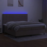 Letto a Molle Materasso e LED tortora 200x200cm in Tessuto 3134905