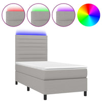 Letto a Molle Materasso e LED Grigio Chiaro 80x200 cm Tessuto cod mxl 34341