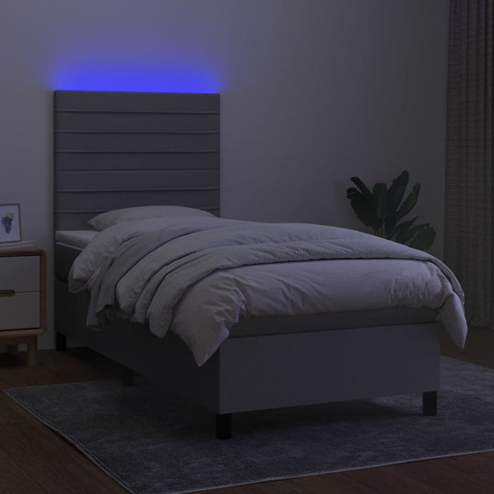 Letto a Molle Materasso e LED Grigio Chiaro 80x200 cm Tessuto 3134909