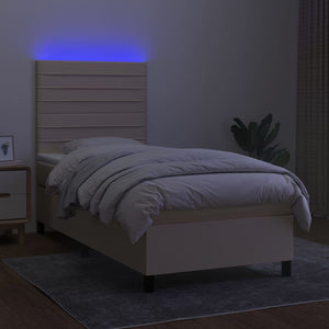 Letto a Molle con Materasso e LED Crema 90x200 cm in Tessuto cod mxl 61020