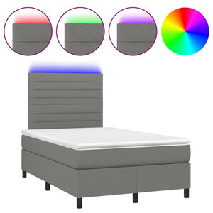 Letto a Molle Materasso e LED Grigio Scuro 120x200cm in Tessutocod mxl 122898
