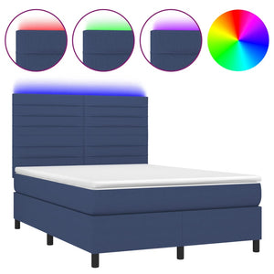 Letto a Molle con Materasso e LED Blu 140x200 cm in Tessuto 3134963