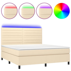 Letto a Molle con Materasso e LED Crema 180x200 cm in Tessutocod mxl 74980