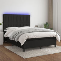 Letto a Molle con Materasso e LED Nero 140x200 cm in Tessuto 3135039