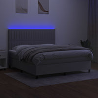 Letto a Molle Materasso e LED Grigio Chiaro 160x200 cm Tessuto cod mxl 34799