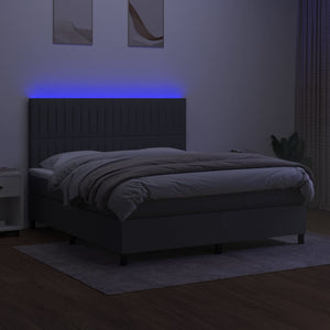 Letto a Molle Materasso e LED Grigio Scuro 160x200cm in Tessuto cod mxl 36741