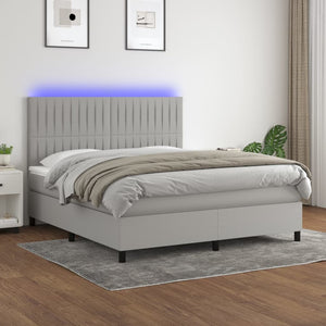 Letto a Molle Materasso e LED Grigio Chiaro 180x200 cm Tessutocod mxl 74990