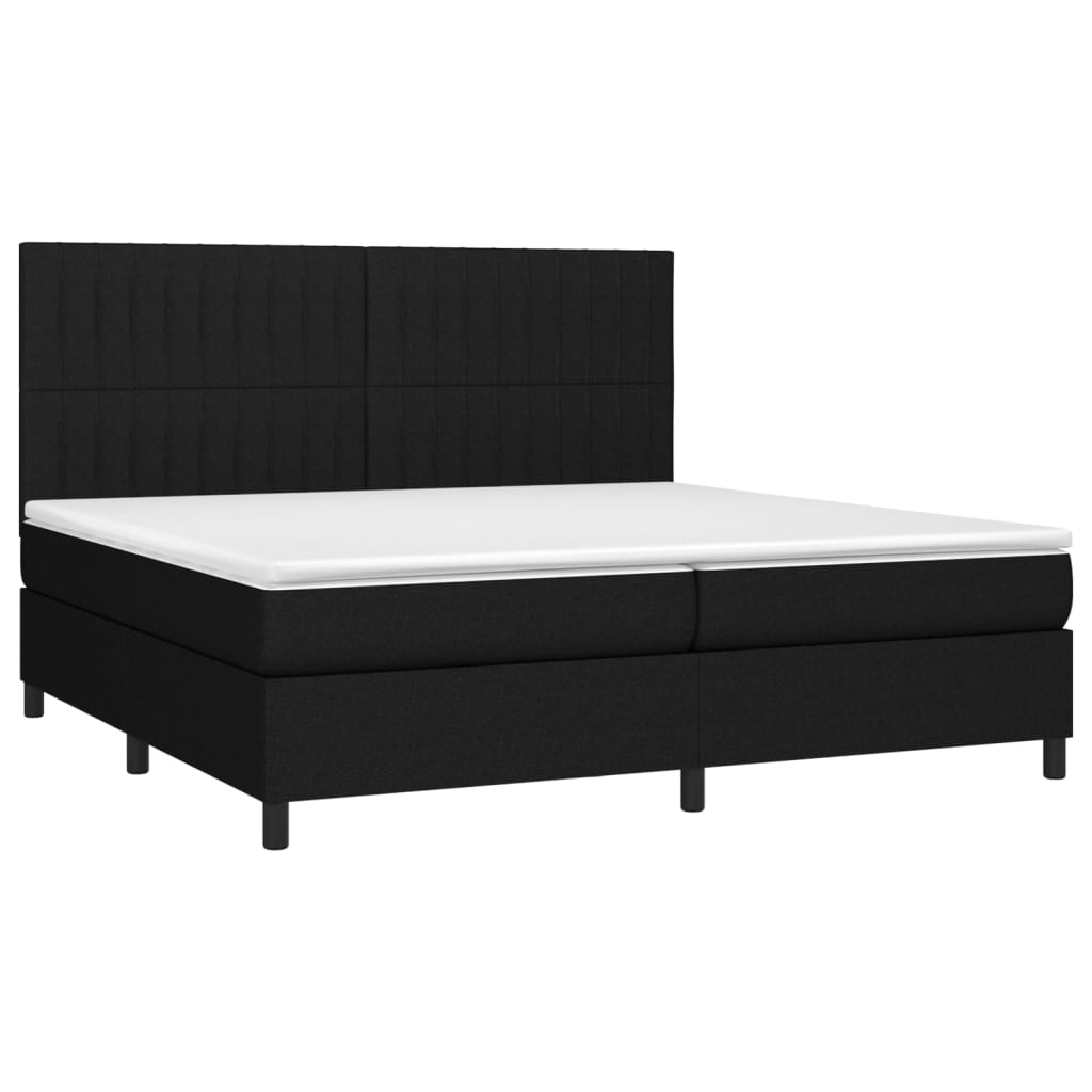 Letto a Molle Materasso e LED Nero 200x200cm in Tessuto 3135063
