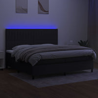 Letto a Molle Materasso e LED Nero 200x200cm in Tessuto 3135063
