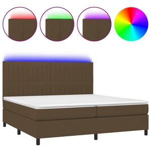 Letto a Molle Materasso e LED Marronescuro 200x200cm in Tessuto 3135064