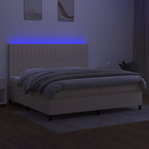Letto a Molle Materasso e LED bianco 200x200cm in Tessuto