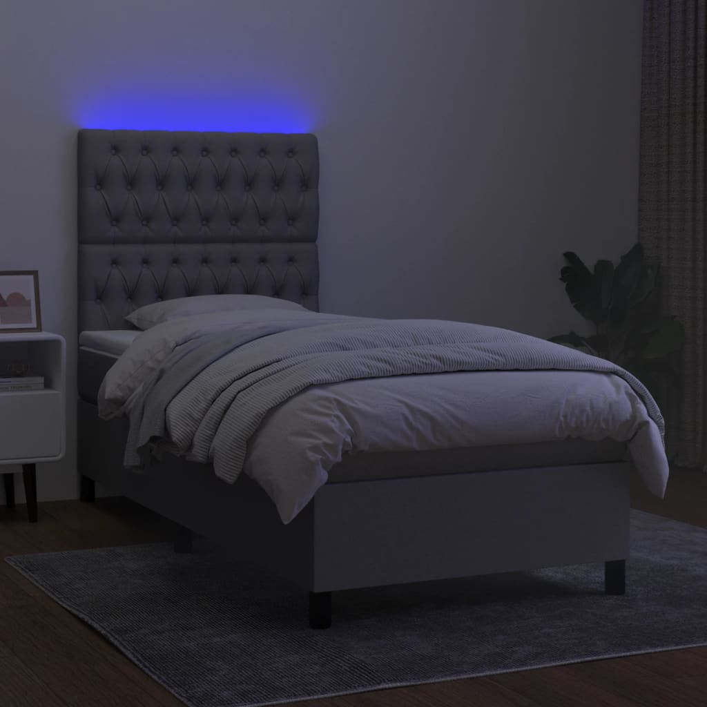 Letto a Molle Materasso e LED Grigio Chiaro 80x200 cm Tessuto cod mxl 34340