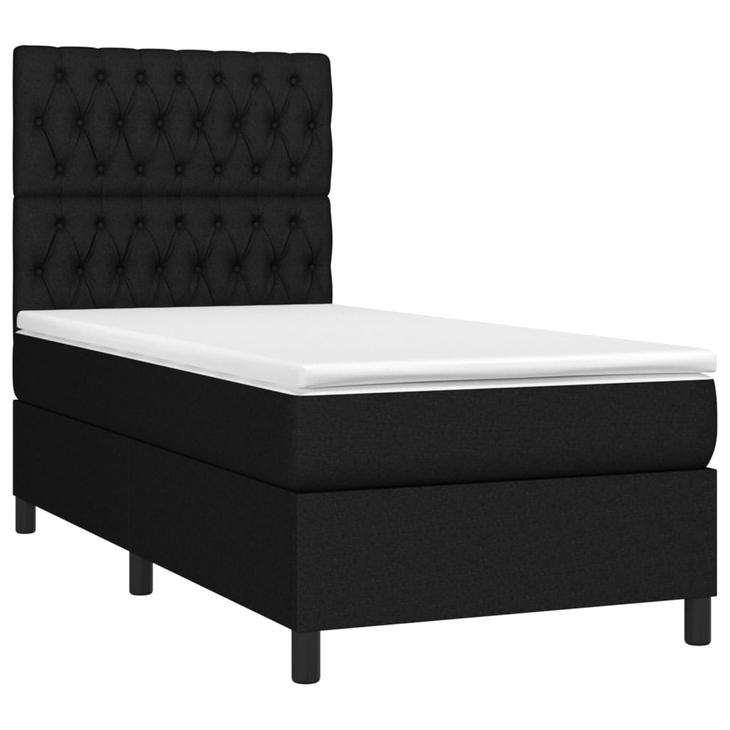 Letto a Molle con Materasso e LED Nero 90x190 cm in Tessuto 3135079