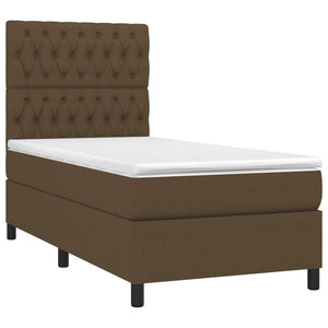 Letto a Molle Materasso e LED Marrone Scuro 90x190cm in Tessuto cod mxl 34634