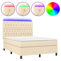 Letto a Molle con Materasso e LED Crema 140x200 cm in Tessuto cod mxl 58912