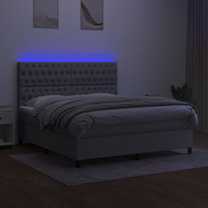 Letto a Molle Materasso e LED Grigio Chiaro 160x200 cm Tessuto cod mxl 34788