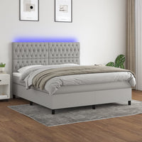 Letto a Molle Materasso e LED Grigio Chiaro 160x200 cm Tessuto 3135125
