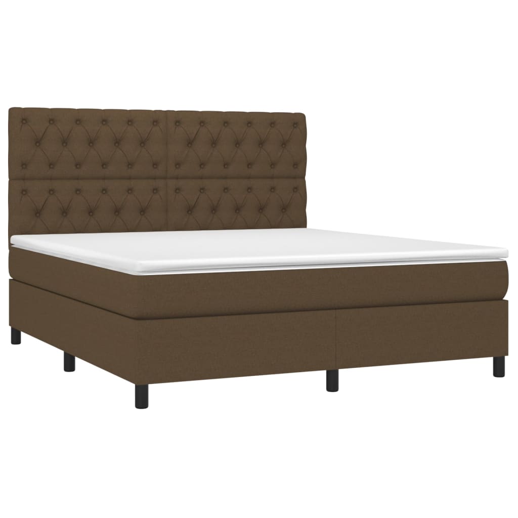 Letto a Molle Materasso e LED Marrone Scuro 160x200 cm Tessuto cod mxl 49273