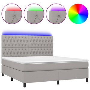 Letto a Molle Materasso e LED Grigio Chiaro 180x200 cm Tessuto 3135133