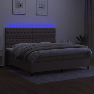 Letto a Molle Materasso e LED tortora 200x200cm in Tessuto 3135145