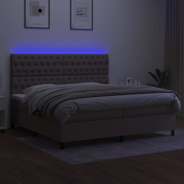 Letto a Molle Materasso e LED tortora 200x200cm in Tessuto cod mxl 58361