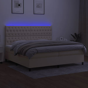 Letto a Molle Materasso e LED bianco 200x200cm in Tessuto