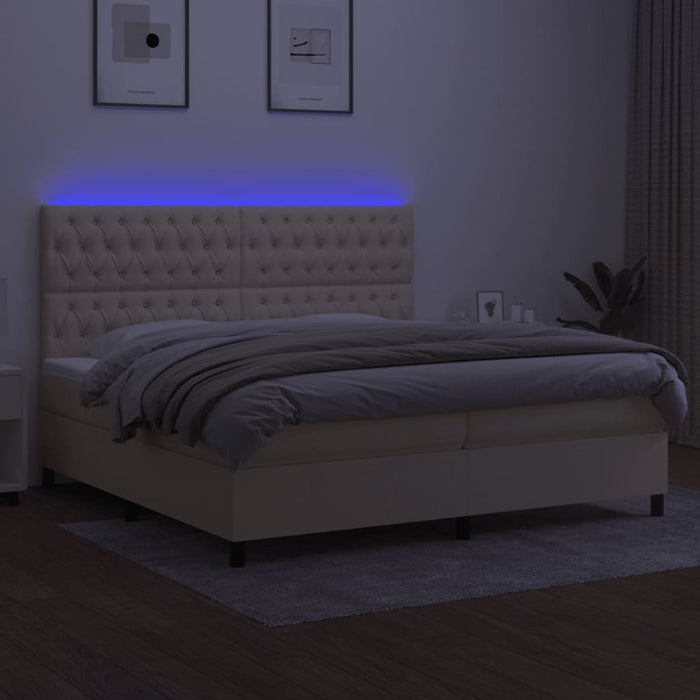 Letto a Molle Materasso e LED bianco 200x200cm in Tessuto