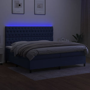 Letto a Molle Materasso e LED Blu 200x200cm in Tessuto cod mxl 58538