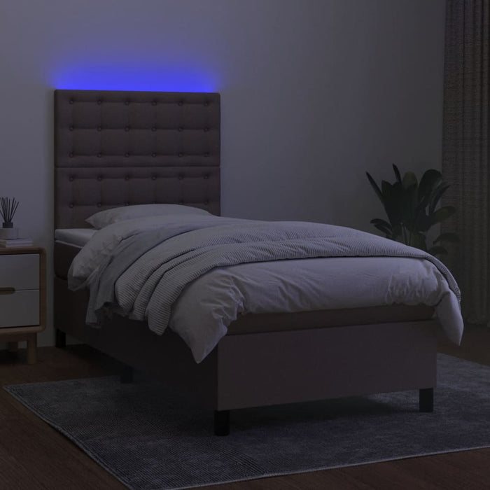 Letto a Molle con Materasso e LED Tortora 80x200 cm in Tessuto 3135153
