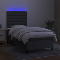 Letto a Molle Materasso e LED Grigio Scuro 90x200 cm in Tessuto cod mxl 76829